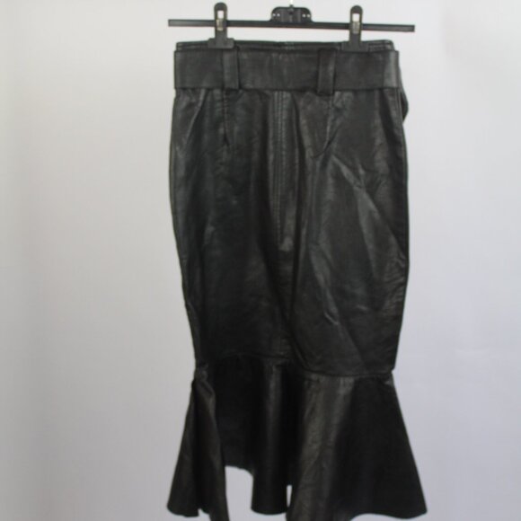 Women's HM Black Pencil Pleather Skirt Size 4 - Picture 8 of 14